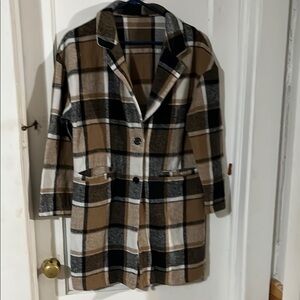 Plaid Women's Jacket - Black, White, Brown